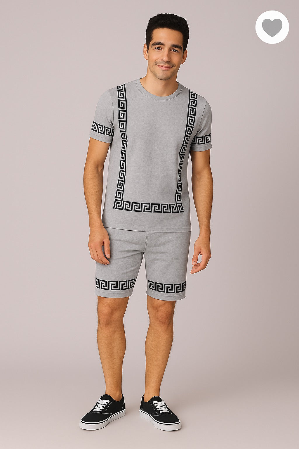 Printed Shorts and trousers Set Cotton Blend Fabric Casual Sport Style Multi Color