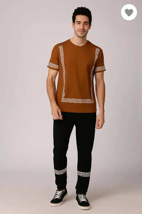 Printed Shorts and trousers Set Cotton Blend Fabric Casual Sport Style Multi Color