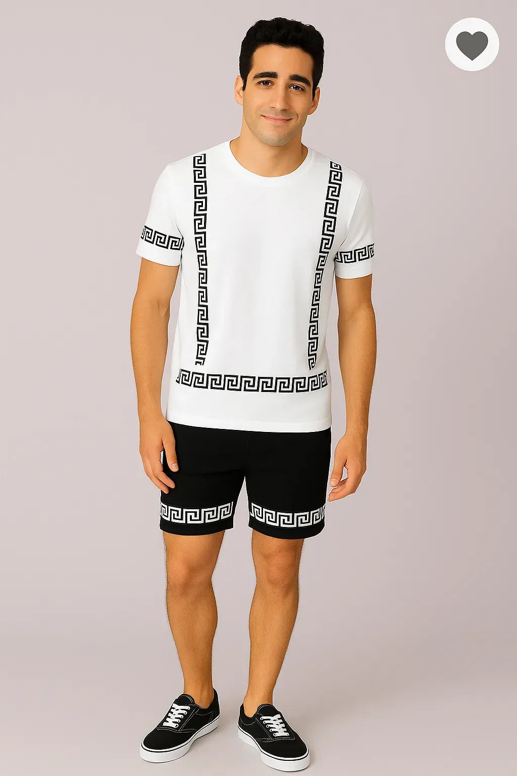 Printed Shorts and trousers Set Cotton Blend Fabric Casual Sport Style Multi Color